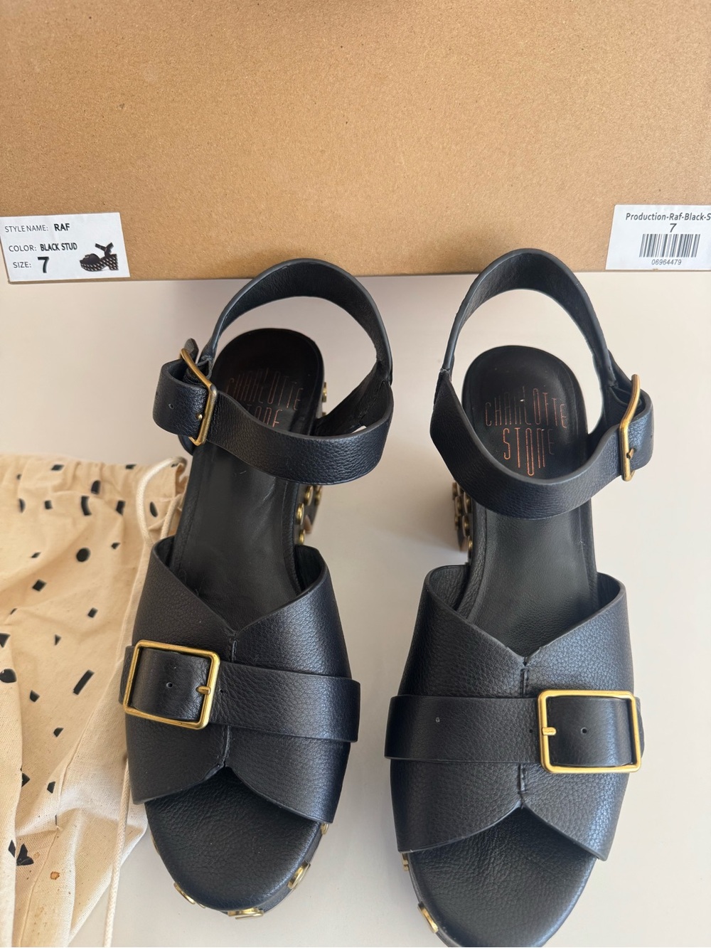Charlotte Stone RAF Platform studded Sandals sz 7 - Picture 3 of 7
